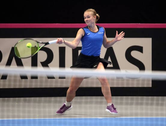 TENNIS - ITF Fed Cup TALLINN,ESTONIA,07.FEB.20 - TENNIS - ITF Fed Cup. Image shows Elena Malygina (EST). GEPAxpictures xWalterxLuger