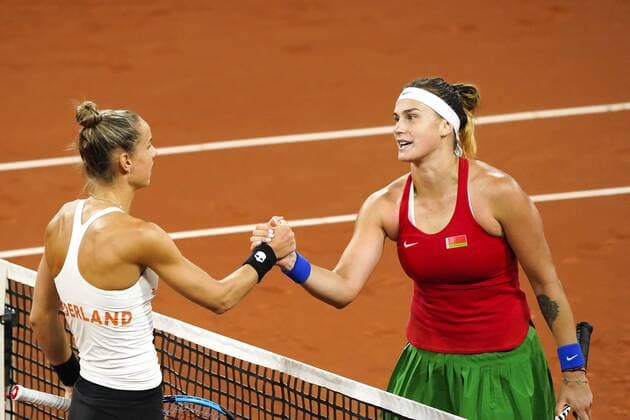 07-02-2020 TENNIS: FED CUP: NEDERLAND-WIT RUSLAND: DEN HAAG Aryna Sabalenka BLR wins her match against Arantxa Rus during Fed Cup Netherlands- Belarus on February, 7 2020 in Den Haag Netherlands. Photo by SCS Sander Chamid Fed cup Netherlands-Belarus xVIxANPxSportx xSoenarxChamidxsportfotografiexIVx 405902254