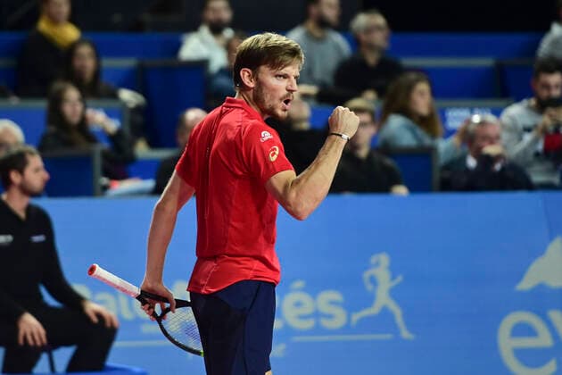 joie de David Goffin (Bel) en fin de match TENNIS : Open Sud de France 2020 - Montpellier - 07 02 2020 JBAutissier Panoramic 