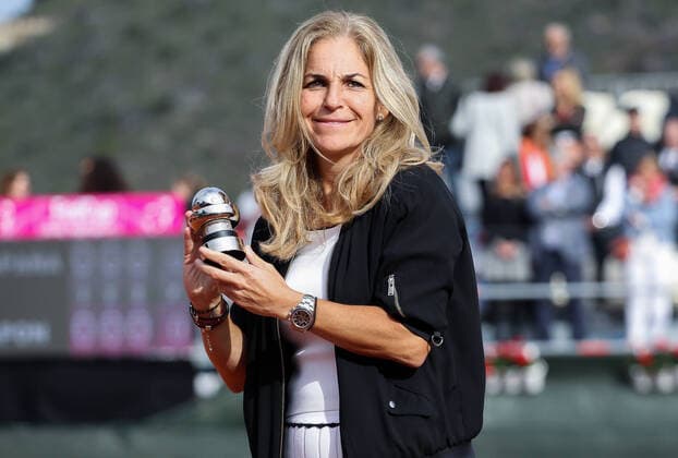 February 8, 2020, Cartagena, MURCIA, SPAIN: CARTAGENA, SPAIN - FEBRUARY 8: Arantxa Sanchez Vicario receiving the Commitment Award during Fed Cup tennis played between Spain and Japan at La Manga Club on February 8, 2020 in Cartagena, Murcia, Spain. Tennis: Fed Cup - Spain v Japan, day 2 - ZUMAa181 20200208_zaa_a181_077 Copyright: xAFP7x