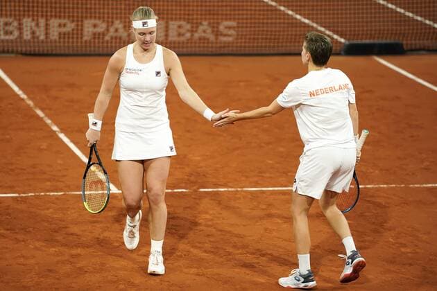 08-02-2020 TENNIS: FED CUP: NEDERLAND-WIT RUSLAND: DEN HAAG Kiki Bertens and Demi Schuurs NED during Fed Cup Netherlands- Belarus on February, 8 2020 in Den Haag Netherlands. Photo by SCS Sander Chamid Fed cup Netherlands-Belarus xVIxANPxSportx xSoenarxChamidxsportfotografiexIVx 405957260