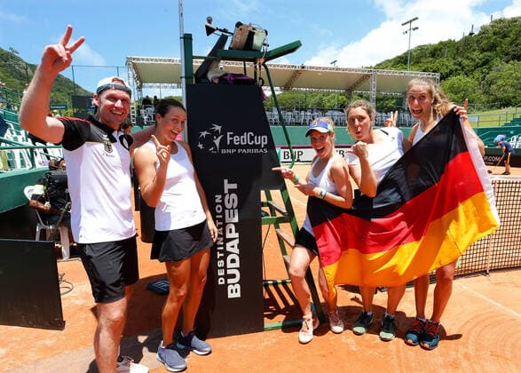 2020 Fed Cup Qualifier Florianopolis, Brazil BRAZIL vs GERMANY German Team Teamcaptain Rainer Schuetler Maria Siegemund Friedsam Lottner