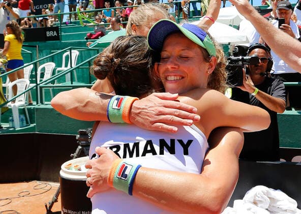 Sport Bilder des Tages 2020 Fed Cup Qualifier Florianopolis, Brazil BRAZIL vs GERMANY 3.Match Gabriela Ce , Brazil and Laura Siegmund , Germany Laura Siegmund , Germany