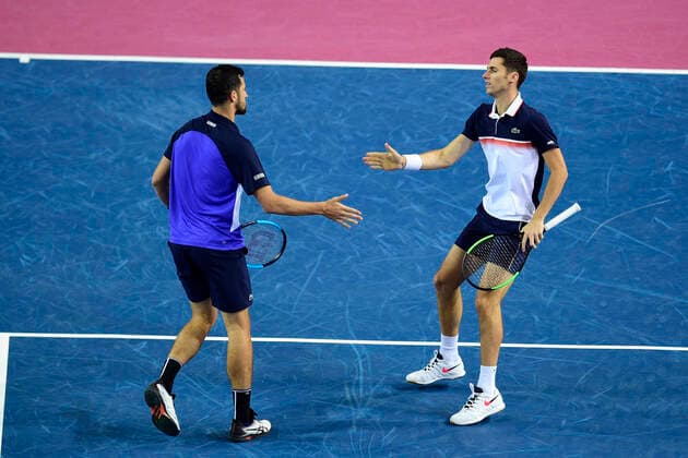 Nikola Cacis (Srb) Mate Pavic (Cro) TENNIS : Open Sud de France 2020 - Finale Double - Montpellier - 09 02 2020 JBAutissier Panoramic 
