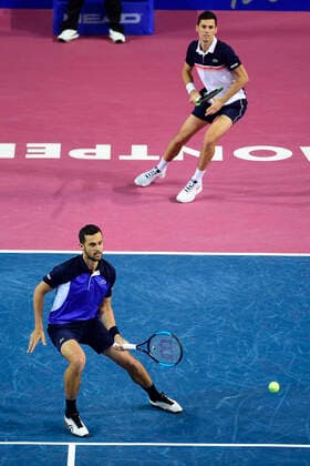 Nikola Cacis (Srb) Mate Pavic (Cro) TENNIS : Open Sud de France 2020 - Finale Double - Montpellier - 09 02 2020 JBAutissier Panoramic 