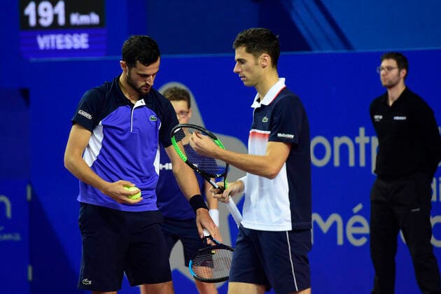 Nikola Cacis (Srb) Mate Pavic (Cro) TENNIS : Open Sud de France 2020 - Finale Double - Montpellier - 09 02 2020 JBAutissier Panoramic 