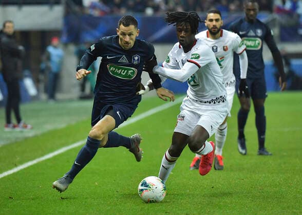 Camavinga Eduardo vs Saline Ludovic FOOTBALL : Coupe de France 1 4 de Finale Belfort vs Rennes - 11 02 2020 