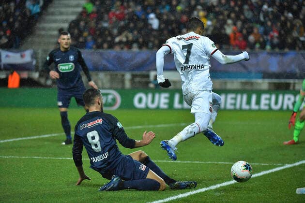 Dias Belloli Raphael Rapinha FOOTBALL : Coupe de France 1 4 de Finale Belfort vs Rennes - 11 02 2020 
