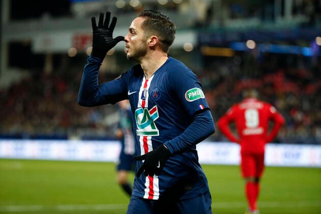 joie Pablo Sarabia (PSG) FOOTBALL : Coupe de France - Dijon vs PSG - Ligue 1 - 12 02 2020 GwendolineLeGoff Panoramic 