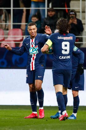 joie Kylian Mbappe ( PSG ) et equipe FOOTBALL : Coupe de France - Dijon vs PSG - Ligue 1 - 12 02 2020 GwendolineLeGoff Panoramic 