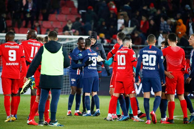 joie Tanguy Kouassi (PSG) avec Pablo Sarabia (PSG) FOOTBALL : Coupe de France - Dijon vs PSG - Ligue 1 - 12 02 2020 GwendolineLeGoff Panoramic 