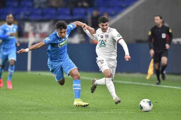 Houssem Aouar (lyon) vs Boubacar Kamara (marseille) FOOTBALL : Lyon vs Marseille - Coupe de France - 1 4 finale - 12 02 2020 FredericChambert Panoramic 