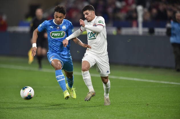 Houssem Aouar (lyon) vs Boubacar Kamara (marseille) FOOTBALL : Lyon vs Marseille - Coupe de France - 1 4 finale - 12 02 2020 FredericChambert Panoramic 