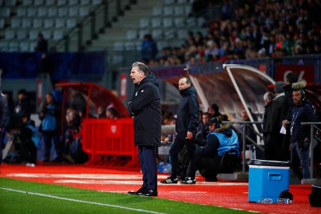 Claude Puel ( Entraineur coach Saint Etienne) cri FOOTBALL : Coupe de France - Epinal vs Saint Etienne - 13 02 2020 GwendolineLeGoff Panoramic 