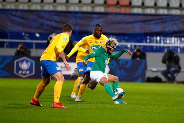 Mahdi Camara (Saint Etienne) vs Bade Tape (Epinal) FOOTBALL : Coupe de France - Epinal vs Saint Etienne - 13 02 2020 GwendolineLeGoff Panoramic 