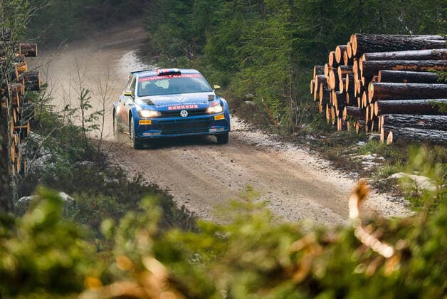 200215 Johan Kristoffersson with co-driver Stig Rune Skjaermoen, Kristoffersson Motorsport, VW Polo GTI R5, WRC3 participates in SS6 Finnskogen 2, in Rally Sweden on February 15, 2020 in Grue, Norway. Photo: Fredrik Karlsson BILDBYRAN kod FK Cop 185 motor motorsport svenska rallyt 2019 rally rally sweden bbeng WRC, Motorsport Rallye, WM *** 200215 Johan Kristoffersson with co driver Stig Rune Skjaermoen, Kristoffersson Motorsport, VW Polo GTI R5, WRC3 participates in SS6 Finnskogen 2, in Rally Sweden on February 15, 2020 in Grue, Norway Photo Fredrik Karlsson BILDBYRAN code FK Cop 185 motor motorsport Swedish rallyt 2019 rally rally sweden bbeng wrc,  Copyright: FREDRIKxKARLSSON BB200215FK030