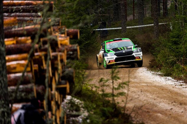 200215 Oliver Solberg with co-driver Aaron Johnston, Skoda Fabia R5 evo, WRC3 participates in SS6 Finnskogen 2, in Rally Sweden on February 15, 2020 in Grue, Norway. Photo: Fredrik Karlsson BILDBYRAN kod FK Cop 185 motor motorsport svenska rallyt 2019 rally rally sweden bbeng WRC, Motorsport Rallye, WM *** 200215 Oliver Solberg with co driver Aaron Johnston, Skoda Fabia R5 evo, WRC3 participates in SS6 Finnskogen 2, in Rally Sweden on February 15, 2020 in Grue, Norway WRC,  Copyright: FREDRIKxKARLSSON BB200215FK033