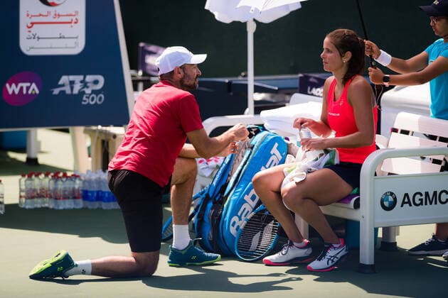 February 16, 2020, Dubai, UNITED ARAB EMIRATES: Julia Goerges of Germany in action during qualifications at the 2020 Dubai Duty Free Tennis Championships WTA, Tennis Damen Premier tennis tournament against Sorana Cirstea of Romania 2020 Dubai Duty Free Tennis Championships, Tennis, Dubai, Unied Arab Emirates, Feb 16 - ZUMAa181 20200216_zaa_a181_029 Copyright: xAFP7x