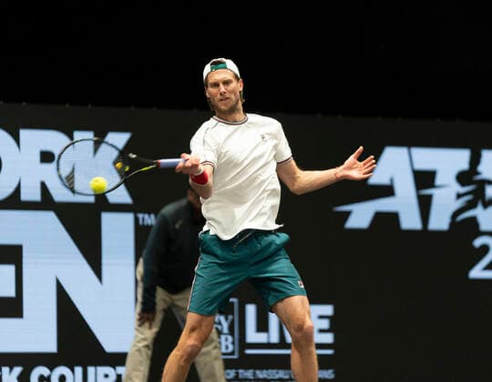New York Open 2020 final ATP, Tennis Herren 250 Andreas Seppi of Italy returns ball during final against Kyle Edmund of Great Britain at ATP 250 New York Open 2020 tennis tournament at Nassau Coliseum, Edmund won Hempstead New York United States Copyright: LevxRadin