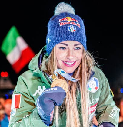 16.02.2020, Suedtirol Arena, Antholz, ITA, IBU Weltmeisterschaften Biathlon, Damen, 10 km Verfolgung, Siegerehrung, im Bild Weltmeisterin und Goldmedaillengewinnerin Dorothea Wierer (ITA) World champion and gold medalist Dorothea Wierer of Italy during the winner Ceremony for the women s 10 km Pursuit of IBU Biathlon World Championships 2020 at the Suedtirol Arena in Antholz, Italy on 2020 02 16. Antholz