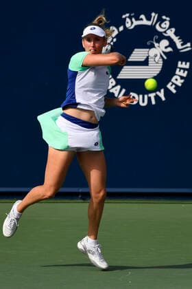 Belgian Elise Mertens pictured during a game between Belgian Elise Mertens and Chinese Quang Wang in the women s singles first round at the 2020 Dubai Tennis Championships, in Dubai, United Arab Emirates, Monday 17 February 2020. YORICKxJANSENS  x2475863x