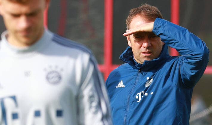 Trainer Hansi Flick und Joshua Kimmich Fussball FC Bayern München 17.02.2020 Training