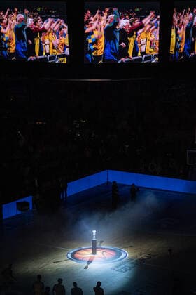 Basketball Berlin 16.02.2020 Saison 2019 2020 MagentaSport BBL Pokalfinale 2020 Alba Berlin - EWE Baskets Oldenburg Teamvorstellung Mercedes-Benz-Arena Sportstätte