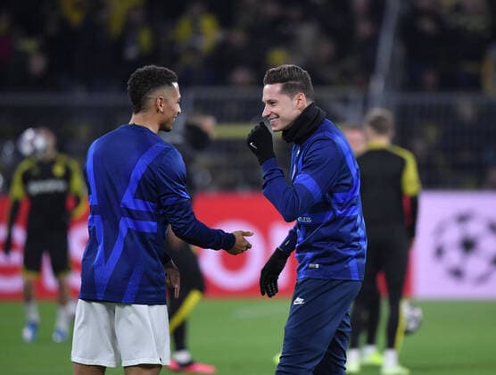 18.02.2020, Fussball, UEFA Champions League 2019 20, Achtelfinale, Borussia Dortmund - Paris Saint Germain 2:1, v.li., Thilo Kehrer (Paris Saint Germain), Julian Draxler (Paris Saint Germain) Dortmund Nordrhein Westfalen Deutschland