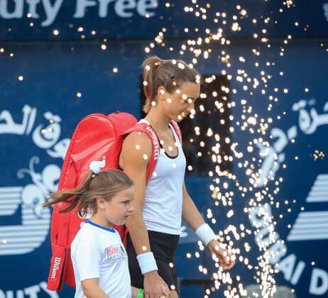 Petra Martic betritt den Centre Court Tennis - Dubai Tennis Championships 2020 - WTA, Tennis Damen - Dubai Duty Free Tennis Stadium - Dubai - - United Arab Emirates - 21 February 2020. Copyright: xJuergenxHasenkopfx