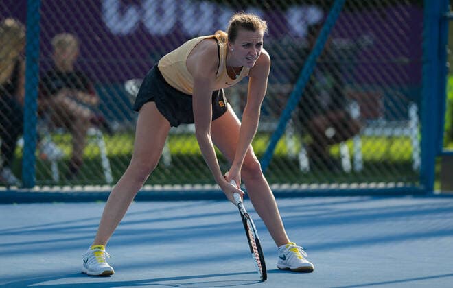 February 22, 2020, Doha, QATAR: Petra Kvitova of the Czech Republic during practice at the 2020 Qatar Total Open WTA, Tennis Damen Premier 5 tennis tournament 2020 Qatar Total Open, Tennis, Doha, Qatar, Feb 22 - ZUMAa181 20200222_zaa_a181_118 Copyright: xRobxPrangex