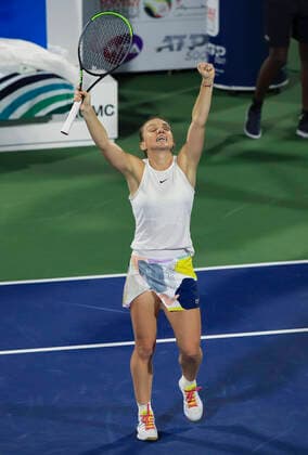 Simona Halep jubelt nach dem Sieg, Jubel, Freude, Emotion, Finale, Endspiel Tennis - Dubai Tennis Championships 2020 - WTA, Tennis Damen - Dubai Duty Free Tennis Stadium - Dubai - - United Arab Emirates - 22 February 2020. Copyright: xJuergenxHasenkopfx