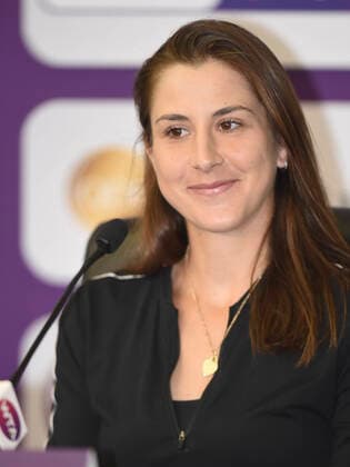 (200223) -- DOHA, Feb. 23, 2020 (Xinhua) -- Belinda Bencic of Switzerland attends a press conference, PK, Pressekonferenz prior to the 2020 WTA, Tennis Damen Qatar Open tennis tournament in Doha, Qatar, Feb. 23, 2020. (Photo by Nikku Xinhua) (SP)QATAR-DOHA-TENNIS-WTA QATAR OPEN 