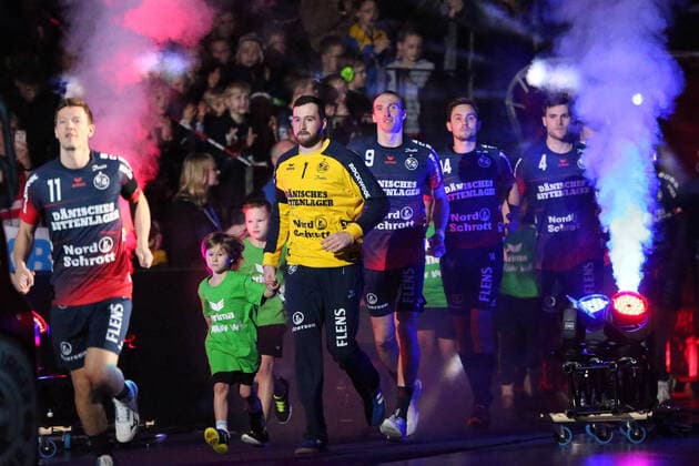 SG Flensburg-Handewitt vs HSG Wetzlar, LIQUI-MOLY Handball Bundesliga, 23.02.20; Flensburg Einlauf der SG Copyright: xBEAUTIFULxSPORTS MarioxM.xKobergx