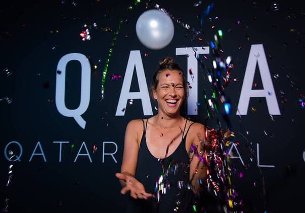 February 23, 2020, Doha, QATAR: Barbora Strycova of the Czech Republic in the photo booth ahead of the players party of the 2020 Qatar Total Open WTA, Tennis Damen Premier 5 tennis tournament 2020 Qatar Total Open, Tennis, Doha, Qatar, Feb 23 - ZUMAa181 20200223_zaa_a181_054 Copyright: xRobxPrangex