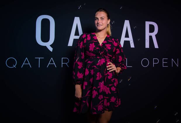 February 23, 2020, Doha, QATAR: Aryna Sabalenka of Belarus in the photo booth ahead of the players party of the 2020 Qatar Total Open WTA, Tennis Damen Premier 5 tennis tournament 2020 Qatar Total Open, Tennis, Doha, Qatar, Feb 23 - ZUMAa181 20200223_zaa_a181_064 Copyright: xRobxPrangex