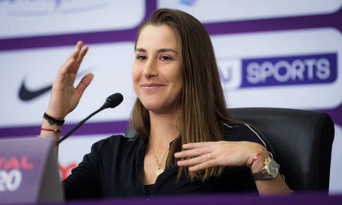 February 23, 2020, Doha, QATAR: Belinda Bencic of Switzerland talks to the media during All Access Hour at the 2020 Qatar Total Open WTA, Tennis Damen Premier 5 tennis tournament 2020 Qatar Total Open, Tennis, Doha, Qatar, Feb 23 - ZUMAa181 20200223_zaa_a181_134 Copyright: xRobxPrangex