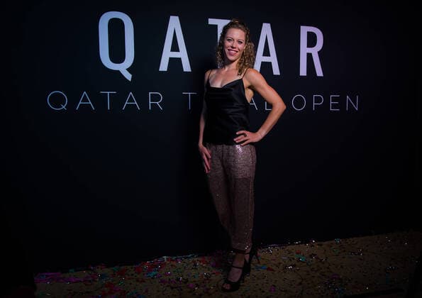 February 23, 2020, Doha, QATAR: Laura Siegemund of Germany in the photo booth ahead of the players party of the 2020 Qatar Total Open WTA, Tennis Damen Premier 5 tennis tournament 2020 Qatar Total Open, Tennis, Doha, Qatar, Feb 23 - ZUMAa181 20200223_zaa_a181_217 Copyright: xRobxPrangex