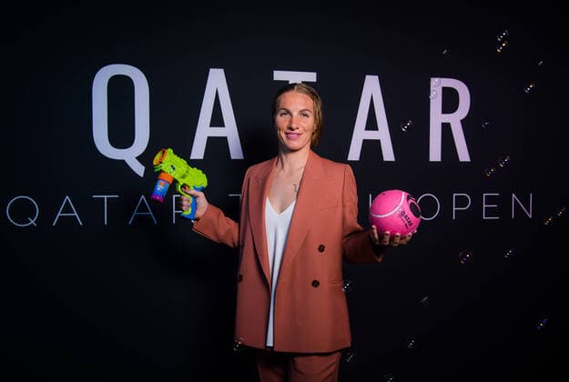 February 23, 2020, Doha, QATAR: Svetlana Kuznetsova of Russia in the photo booth ahead of the players party of the 2020 Qatar Total Open WTA, Tennis Damen Premier 5 tennis tournament 2020 Qatar Total Open, Tennis, Doha, Qatar, Feb 23 - ZUMAa181 20200223_zaa_a181_227 Copyright: xRobxPrangex