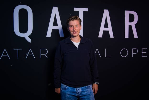 February 23, 2020, Doha, QATAR: Demi Schuurs of the Netherlands in the photo booth ahead of the players party of the 2020 Qatar Total Open WTA, Tennis Damen Premier 5 tennis tournament 2020 Qatar Total Open, Tennis, Doha, Qatar, Feb 23 - ZUMAa181 20200223_zaa_a181_229 Copyright: xRobxPrangex