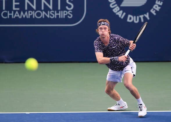 Andrey Rublev Tennis - Dubai Duty Free Tennis Championships - ATP, Tennis Herren - Dubai Duty Free Tennis Stadium - Dubai - - United Arab Emirates - 24 February 2020. Copyright: xJuergenxHasenkopfx