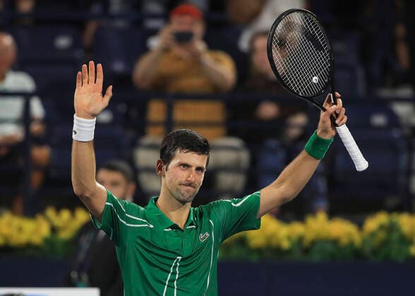 Sieger Novak Djokovic (SRB) winkt und bedankt sich bei den Zuschauern, Fans nach dem Sieg Tennis - Dubai Duty Free Tennis Championships - ATP, Tennis Herren - Dubai Duty Free Tennis Stadium - Dubai - - United Arab Emirates - 24 February 2020. Copyright: xJuergenxHasenkopfx