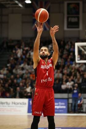 Joshiko Saibou 1 (Deutschland) beim Freiwurf, Großbritannien vs Germany, Basketball, Qualifikationsspiel, EuroBasket 2021, 24.02.2020 Newcastle upon Tyne Newcastle upon Tyne England