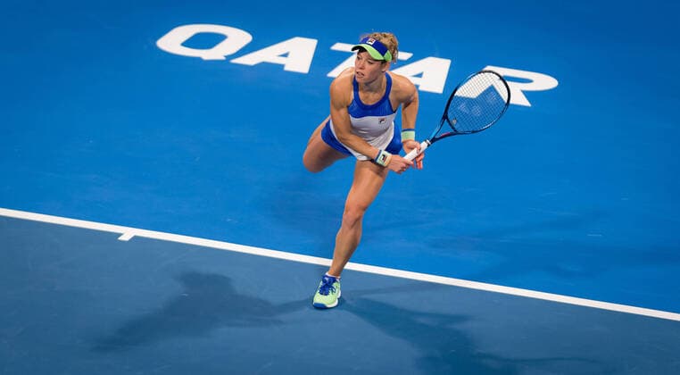 February 25, 2020, Doha, SPAIN: Laura Siegemund of Germany in action during her second-round match at the 2020 Qatar Total Open WTA, Tennis Damen Premier 5 tennis tournament against Ashleigh Barty of Australia 2020 Qatar Total Open, Tennis, Doha, Qatar, Feb 25 - ZUMAa181 20200225_zaa_a181_115 Copyright: xRobxPrangex