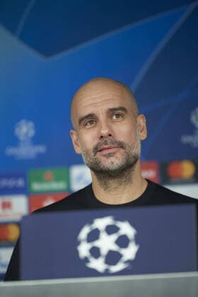 February 25, 2020, Madrid, Madrid, Spain: Pep Guardiola during a press conference, PK, Pressekonferenz ahead of their UEFA Champions League round of 16 first leg match against Real Madrid at Santiago Bernabeu Stadium on February 25, 2020 in Madrid, Spain Manchester City Press Conference  - ZUMAg15_ 20200225_zaf_g15_064 Copyright: xJackxAbuinx
