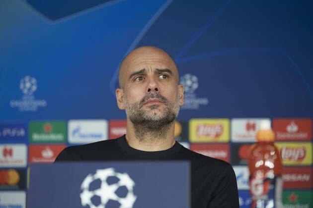 February 25, 2020, Madrid, Madrid, Spain: Pep Guardiola during a press conference, PK, Pressekonferenz ahead of their UEFA Champions League round of 16 first leg match against Real Madrid at Santiago Bernabeu Stadium on February 25, 2020 in Madrid, Spain Manchester City Press Conference  - ZUMAg15_ 20200225_zaf_g15_069 Copyright: xJackxAbuinx