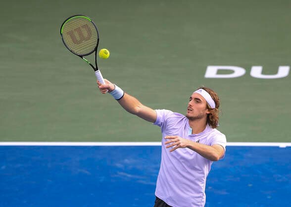 Stefanos Tsitsipas Tennis - Dubai Duty Free Tennis Championships - ATP, Tennis Herren - Dubai Duty Free Tennis Stadium - Dubai - - United Arab Emirates - 26 February 2020. Â Copyright: xJuergenxHasenkopfx