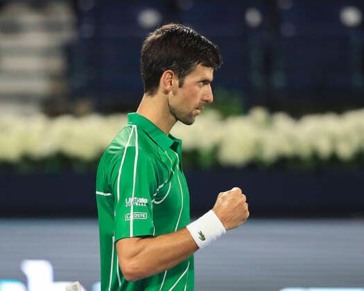 Novak Djokovic (SRB) macht die Faust und jubelt, Jubel, Freude, Emotion Tennis - Dubai Duty Free Tennis Championships - ATP, Tennis Herren - Dubai Duty Free Tennis Stadium - Dubai - - United Arab Emirates - 26 February 2020. Â Copyright: xJuergenxHasenkopfx