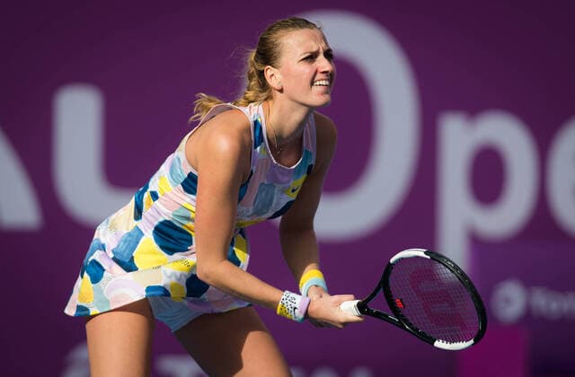 February 26, 2020, Doha, QATAR: Petra Kvitova of the Czech Republic in action during her third-round match at the 2020 Qatar Total Open WTA, Tennis Damen Premier 5 tennis tournament against Jelena Ostapenko of Latvia 2020 Qatar Total Open, Tennis, Doha, Qatar, Feb 26 - ZUMAa181 20200226_zaa_a181_027 Copyright: xRobxPrangex