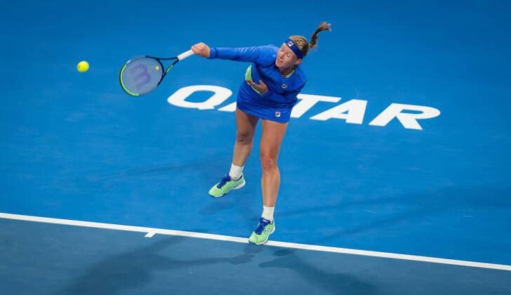 February 26, 2020, Doha, QATAR: Kiki Bertens of the Netherlands in action during her third-round match at the 2020 Qatar Total Open WTA, Tennis Damen Premier 5 tennis tournament against Saisai Zheng of China 2020 Qatar Total Open, Tennis, Doha, Qatar, Feb 26 - ZUMAa181 20200226_zaa_a181_083 Copyright: xRobxPrangex