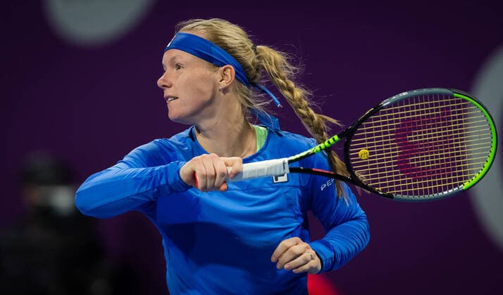 February 26, 2020, Doha, QATAR: Kiki Bertens of the Netherlands in action during her third-round match at the 2020 Qatar Total Open WTA, Tennis Damen Premier 5 tennis tournament against Saisai Zheng of China 2020 Qatar Total Open, Tennis, Doha, Qatar, Feb 26 - ZUMAa181 20200226_zaa_a181_093 Copyright: xRobxPrangex